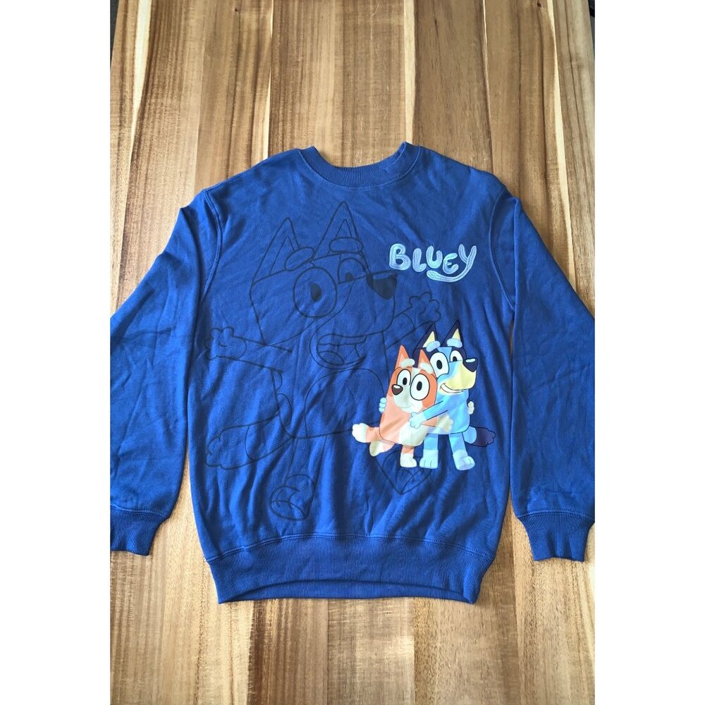 Bluey Kids Girls Crewneck Sweater Blue Hybrid Apparel Cotton Blend Size XXS - Picture 1 of 12